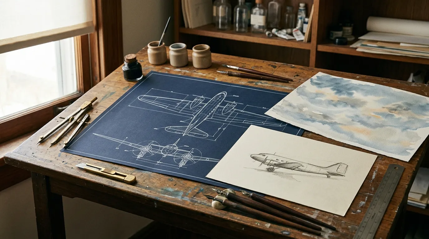 Aircraft art styles explained: blueprint, vintage poster, line, watercolour or oil?