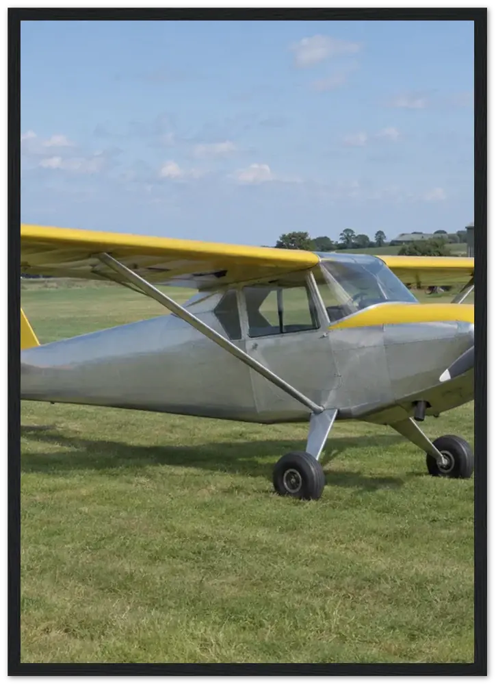 Render of a black framed print holding an aircraft photograph edge to edge.