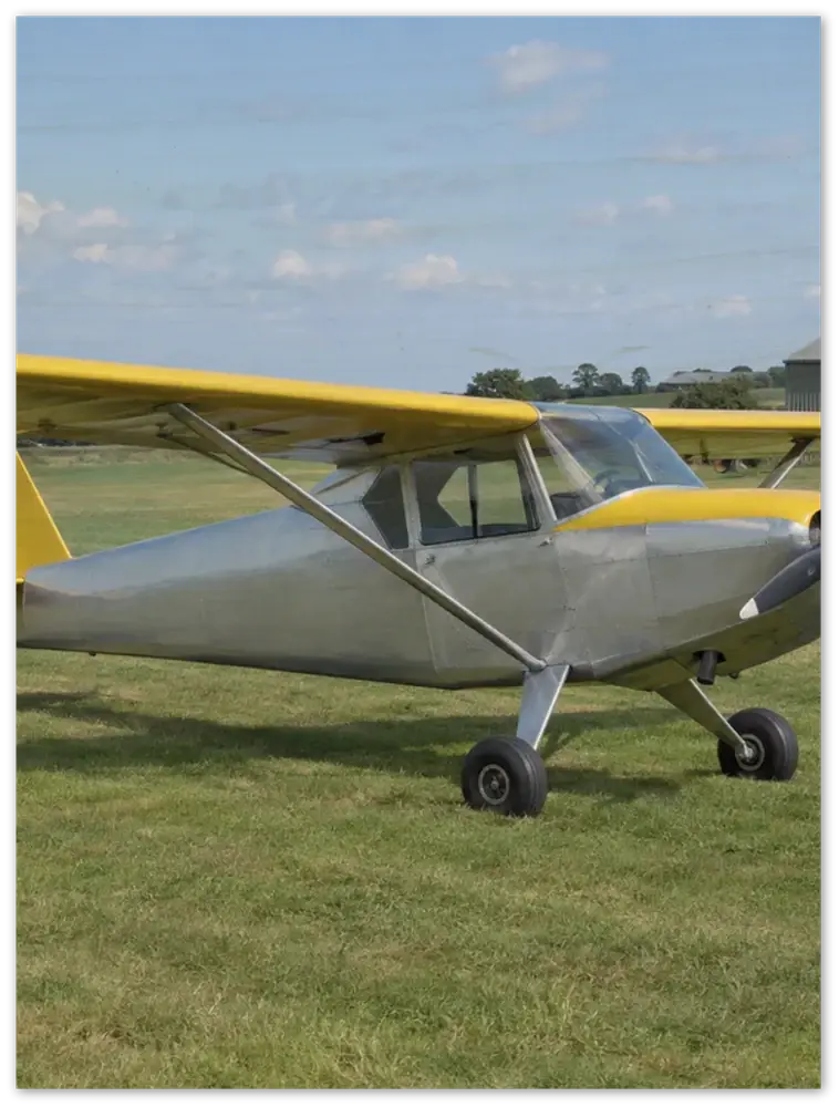 Render of an aircraft photograph printed on a plywood panel.