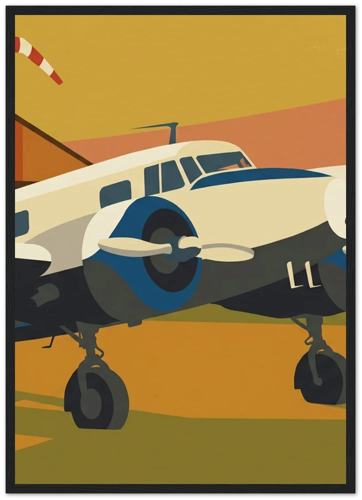 Gelato product render: a vintage-poster aircraft illustration framed in a black frame.