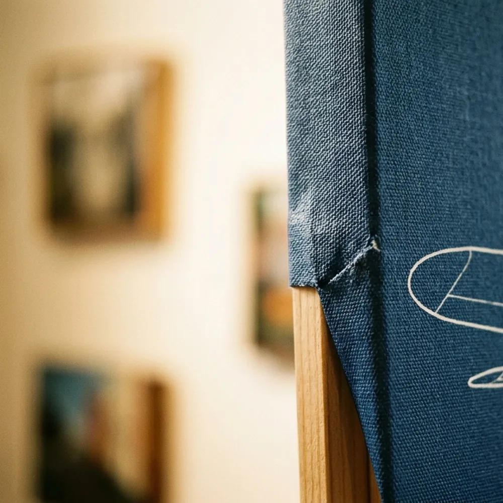 Corner of a gallery-wrapped canvas print showing texture and deep wrap
