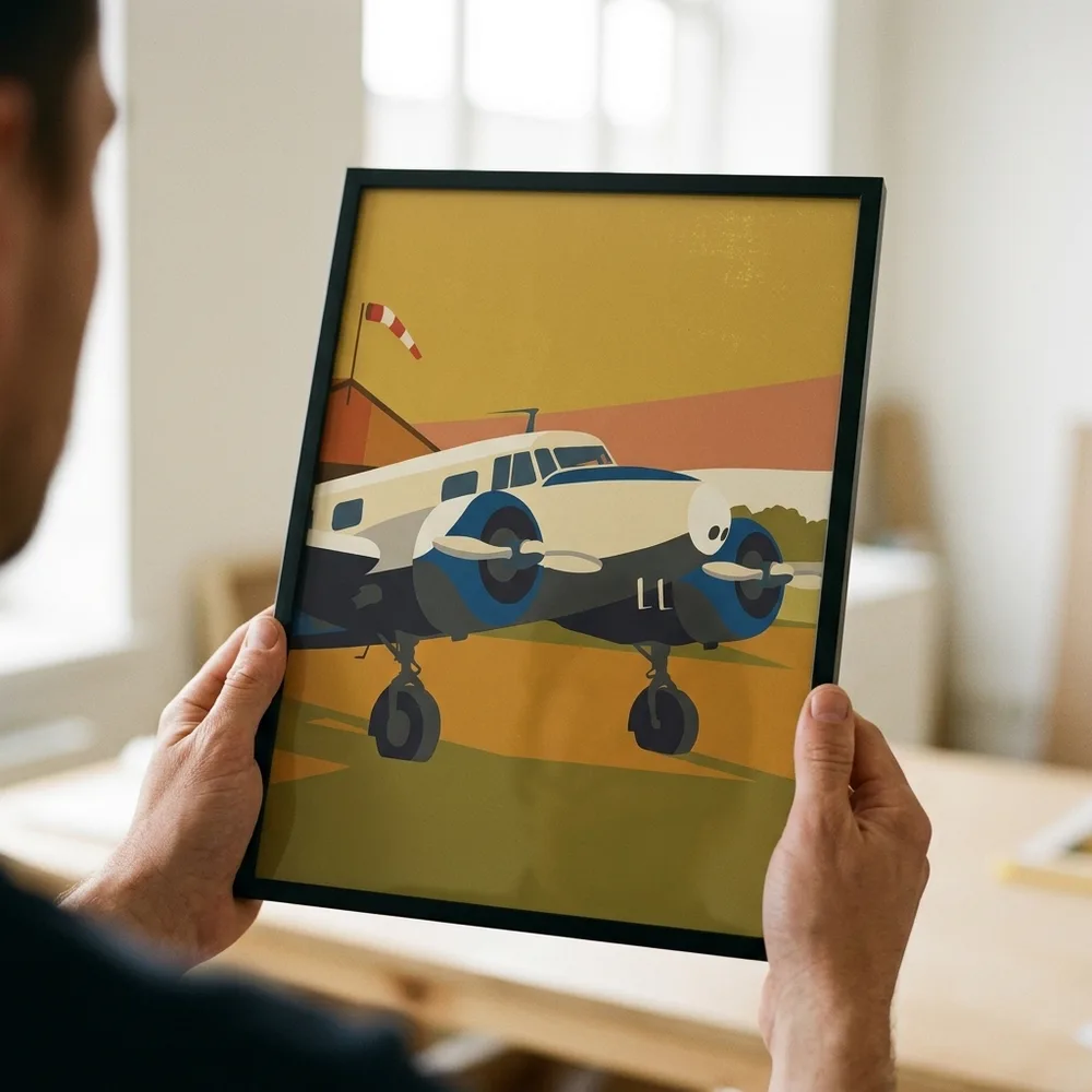 Hands holding a framed print