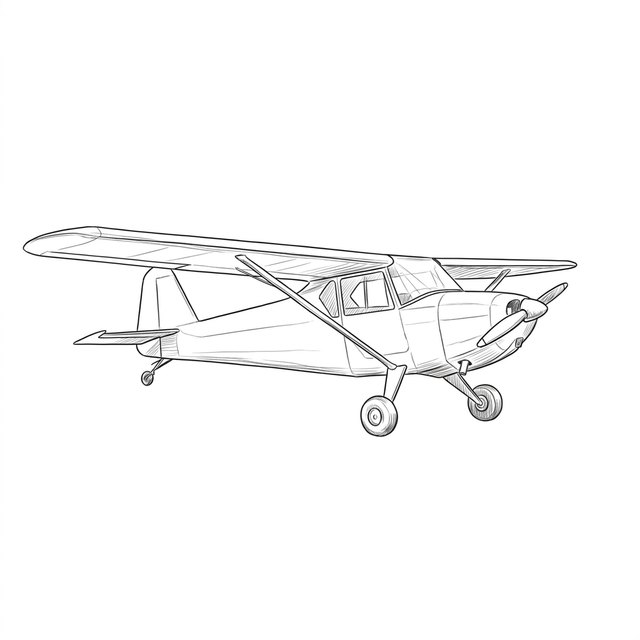 The same aircraft as a line drawing: clean black ink lines on white with light hatching.